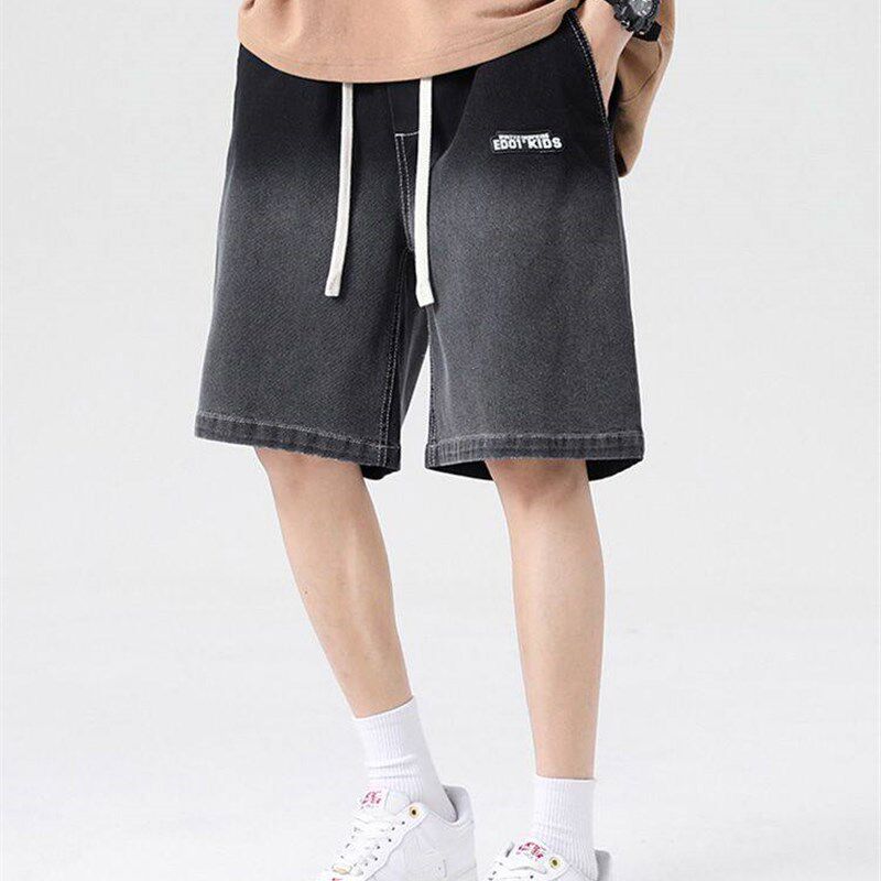 2023 New Gradient Summer Denim Shorts Men Cotton Casual Bree
