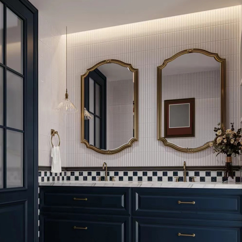 智能浴室镜LED梳妆异形镜子法式风异形卫生间镜复古不规则装饰镜,住宅家具,化妆镜,淘宝优惠券,粉丝福利购,淘宝优惠卷