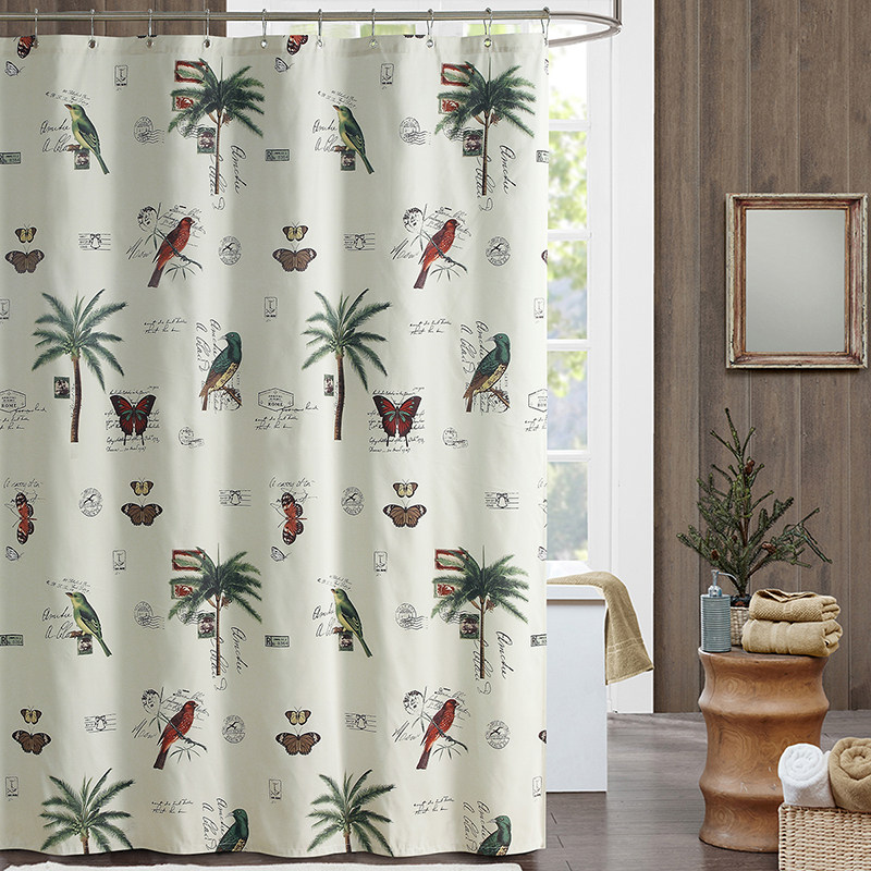 防水浴帘欧式田园风防霉加厚帘子高档涤纶布浴室卫生间洗澡隔断帘,家庭/个人清洁工具,浴帘,淘宝优惠券,粉丝福利购,淘宝优惠卷