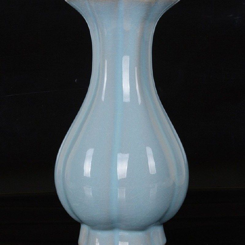 原产地仿古海棠瓶天青豆绿中式汝窑茶道摆件花插花瓶汝瓷茶台花器,家居饰品,花瓶,淘宝优惠券,粉丝福利购,淘宝优惠卷