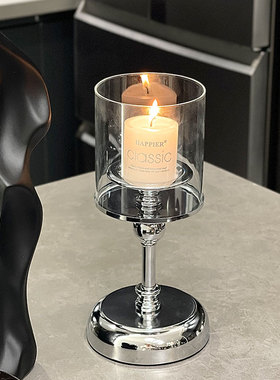 复古烛台香薰蜡烛家用烛光晚餐道具浪漫蜡烛台座餐桌装饰品摆件