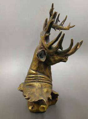 黄品铜头工艺礼摆设468586黄铜角梅花鹿鹿工艺摆鹿设家居装饰铜器