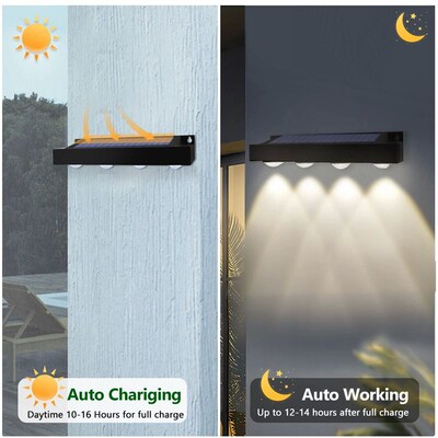 Solar Wall Light Outdoor 4/6/8LED Waterproof Solar Fence Sig