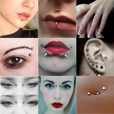 Sticker Fake Belly Eyebrow Lip Piercing Stud Non Piercied Ea