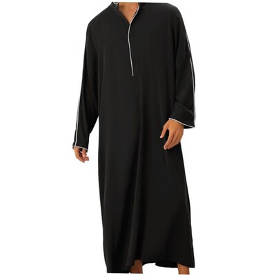 Arab mens shirt Muslim long robe clothes 简约休闲长袍衫男