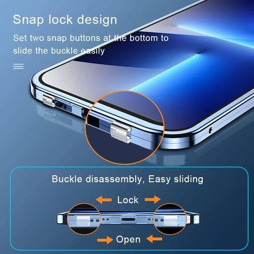 360Full Protected Metal Magnetic Double-Sided Glass Snap L