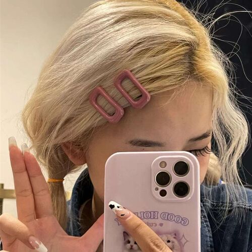 Cute Pink Square Ins Hairpin Candy Color Small Bangs Side BB