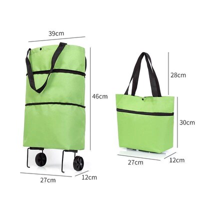 Folding Shopping Pull Cart Trolley Bag With Wheels Foldable