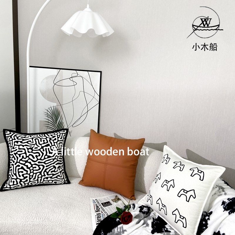 沙发抱枕米色不含芯床头法式拼接十字皮革靠枕几何刺绣高端橙定制,居家布艺,靠垫/抱枕,淘宝优惠券,粉丝福利购,淘宝优惠卷