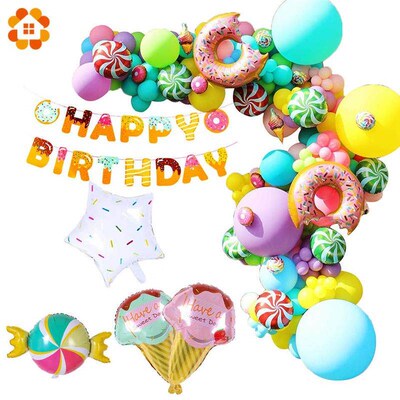 Pink Donut Candy Ice Cream Popcorn Aluminum Foil Balloon Bab