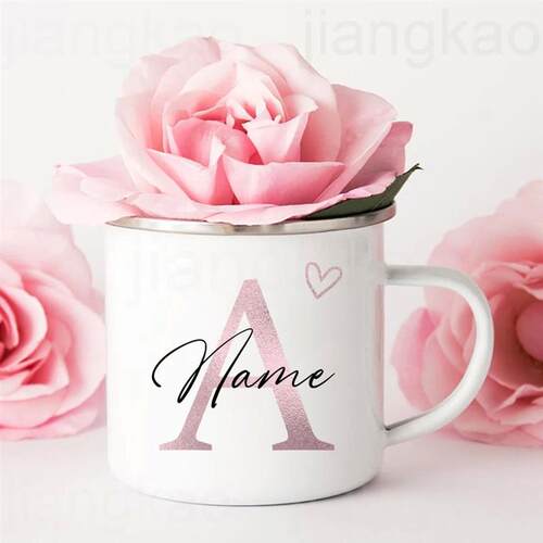 Personalized Mug Heart Initial with Name Coffee Cup Tea Hot