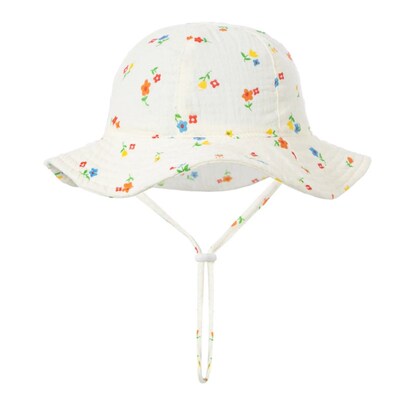 Baby Cotton Bucket Hat New Children Sunscreen Outdoor Caps B