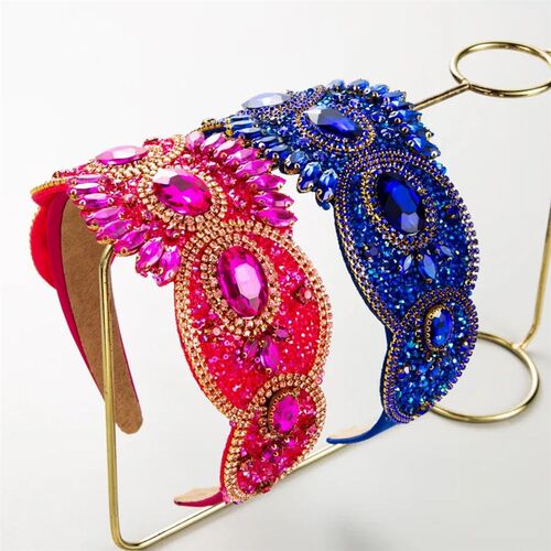 Bohemia Handmade Vintage  Crystal Rhinestones Headband Flowe