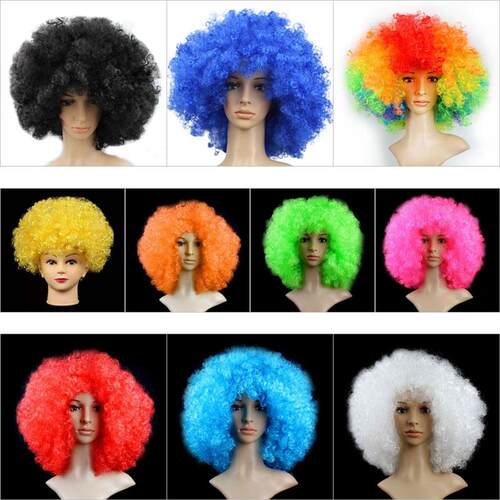 Black Afro Curly Wig Adult Fancy Dress Disco Unisex Adult