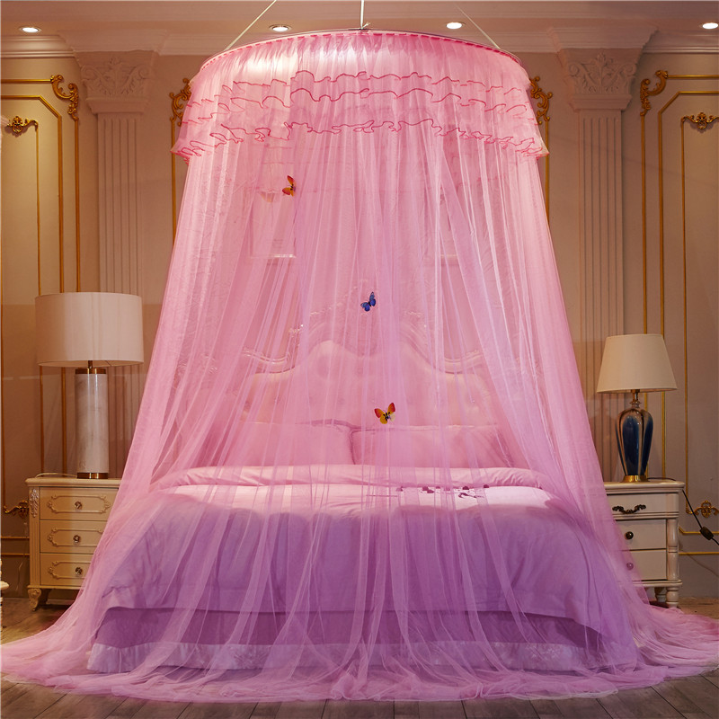 吊顶蚊帐公主风1.8m米床落地式宫廷加密吸顶1.5m家用圆形帐子