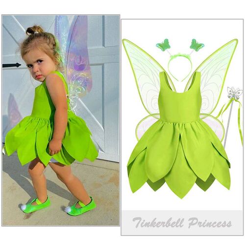 Summer Fancy Girl Green Elf Tinker Bell Backless Dress Chris