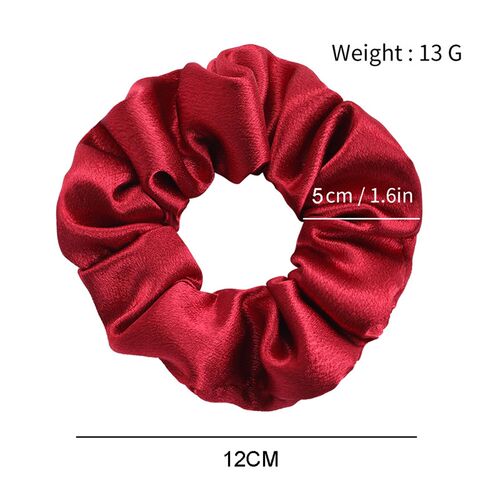 2PCS Bright Satin Silk Scrunchies Solid Large Elastic Rubber