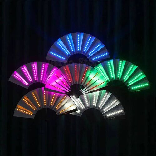 Glow Folding Led Fan Dancing Light Fan Night Show Halloween
