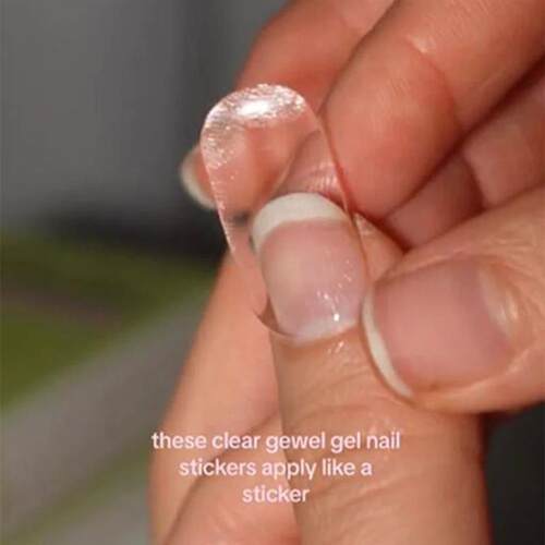 Clear Semi Cured Gel Nail Stickers infused Transparent Gel P