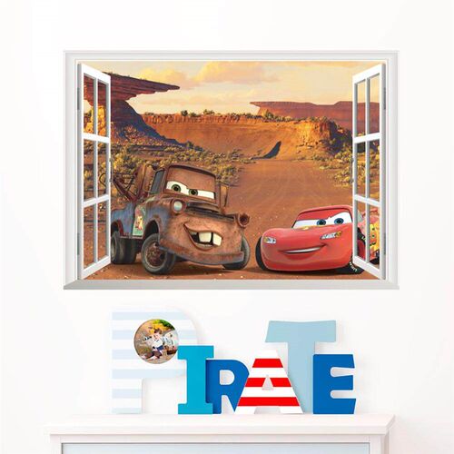 Cartoon Mcqueen Cars 3D Wall Stickers for Kids Room Boys Fak