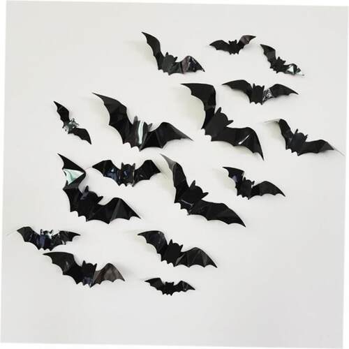 16pcs Halloween 3D black bat Wall Stickers Halloween party