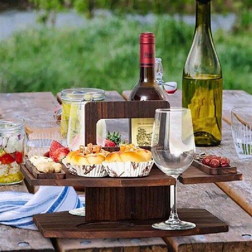 Wooden/bamboo Outdoor Detachable Picnic Table-With Glass