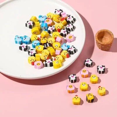 50pcs Mini Fruit Animal Erasers Small Christmas Pencil Erase