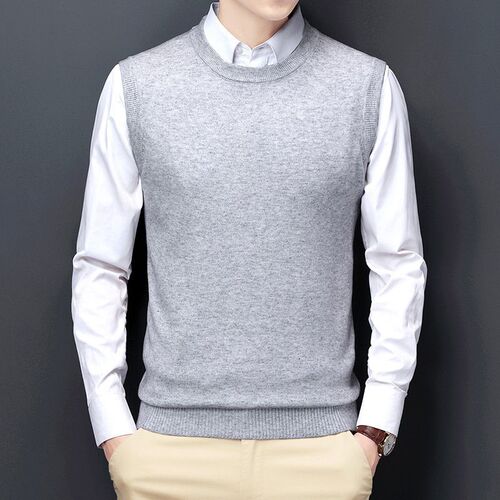 Mens Vest 22 Mens Sleeveless Men Solid Color Knitted Busin