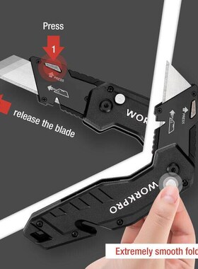 WORKPRO Folding Utility Knife Quick Change Blade Wire Stripp