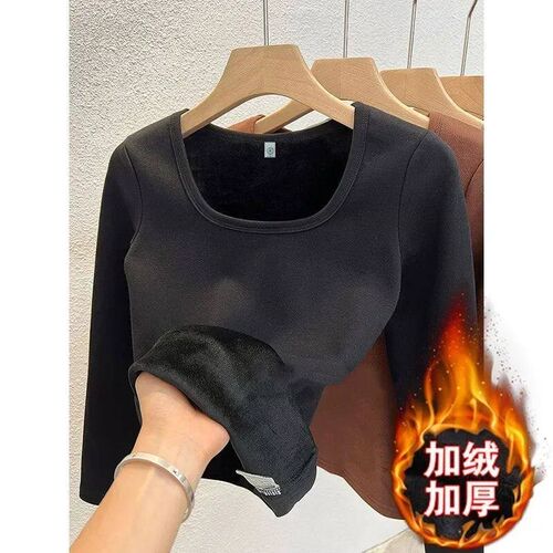 Winter Women Thermal Underwear ops Square Collar Fleece Basi