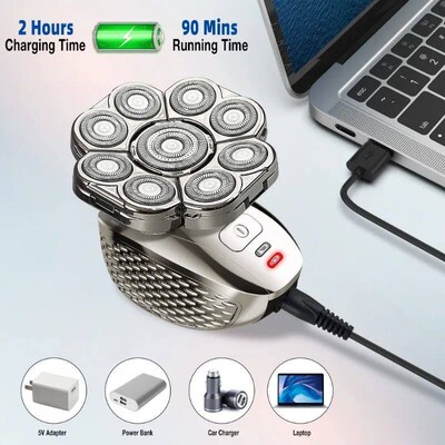 4D Head Shavers for Bald Men, Upgraded 9 Floating Heads 6-in