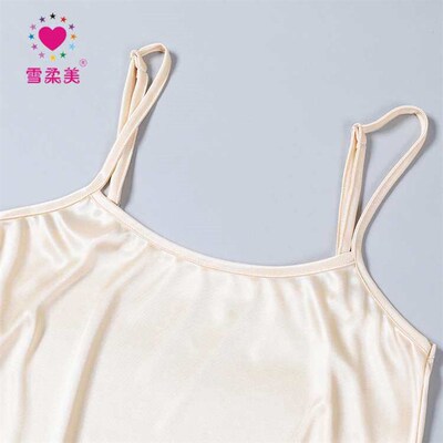 Medium and long silk base dress solid color suspender dress