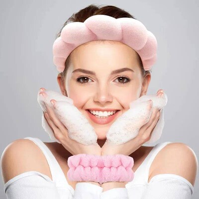 3Pcs Wash Face Headband for Women Sponge Headbands Wrist Str