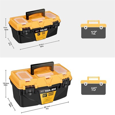 AIRAJ 13/15 Inch Hardware Toolbox, Plastic Thick Combination