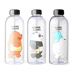 Water Bottles Cute Panda Bear Cup 1000ml With Straw Transpar