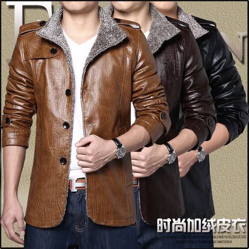 Men's leather jacket men winter warm jackets coats 男皮衣