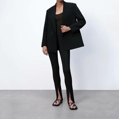Woman 2022 Loose Double-breasted Blazer Suit Collar Button 5