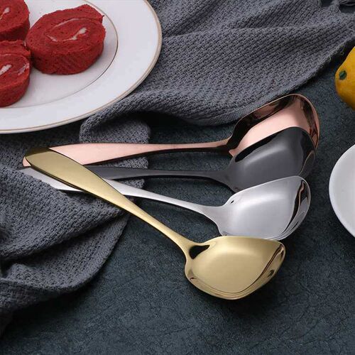304 Stainless Steel Spoon Square Flat Bottom Spoon Soup Spoo
