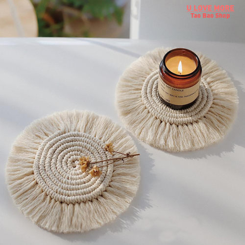 Home Creative Cotton Braid Coaster Handmade Macrame Cup Cush