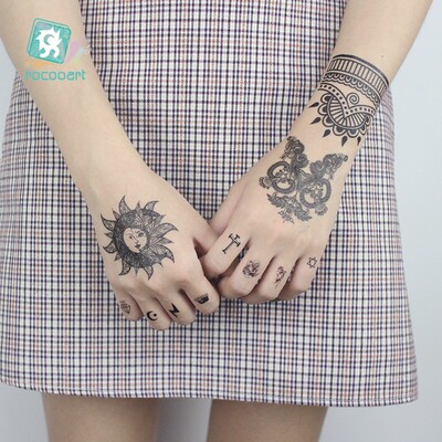 1Sheet Women Sexy Arm Fake Black Tattoo Henna Mandala Flower