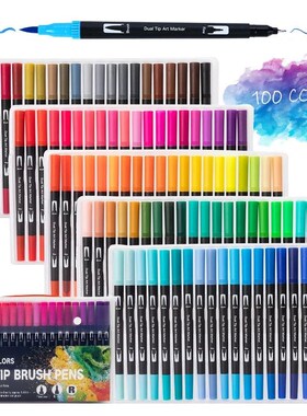 12-120 Colors Felt Tip Drawing Watercolor Art Markers Pen Du
