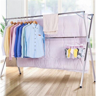 Stainless steel clothes hanger folding clothes drying rack