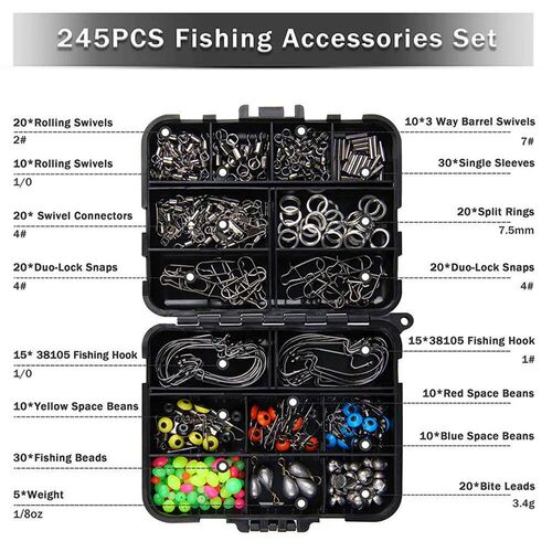 245Pcs/Box Fishing Accessories Kit Including Fishing Hooks B