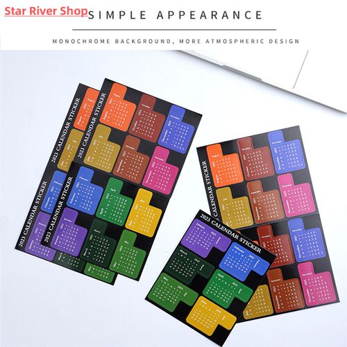 2024 Month Calendar Self-Stick Index Stickers Planner Colorf