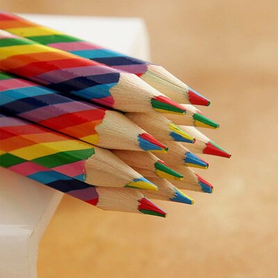 4pcs/set Kawaii 4 Color Concentric Rainbow Pencil Crayons Co