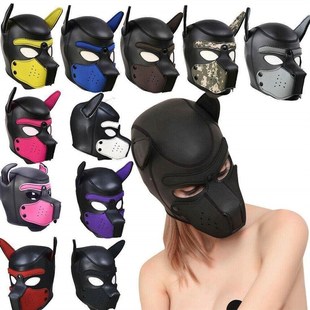 Party Masks Pup Puppy Play Dog Hood Mask Padded Latex Rubber