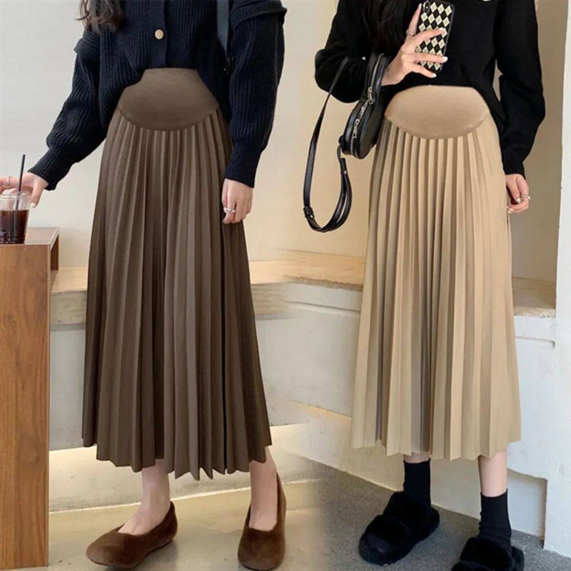 Maternity dress Pleated Thick Warm Maternity Skirts Elastic图片