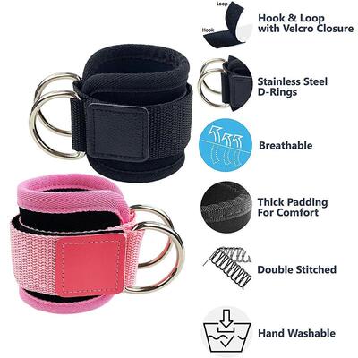 Gym Ankle Straps Double DRing Adjustable Neoprene Padded Cuf