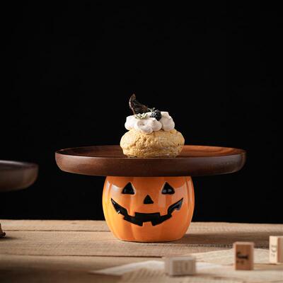 Halloween Pumpkin Wooden Cake Tray Decorations for Party