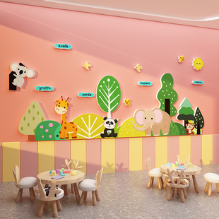幼儿园走廊楼梯环创主题墙成品大厅森林动物文化墙面装 饰环境布置